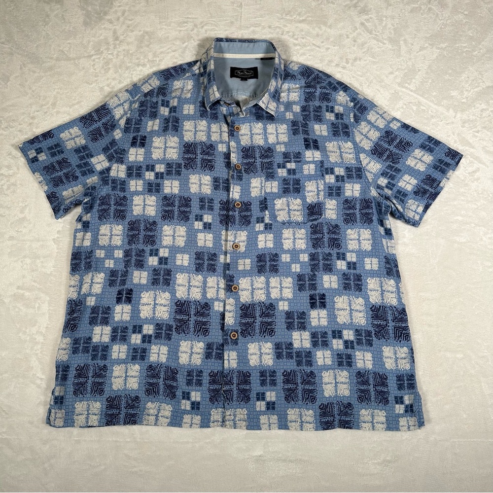 Nat Nast Shirt Men Size XL Short Sleeve Single Pocket Silk Blend Casual EUC - Picture 1 of 9
